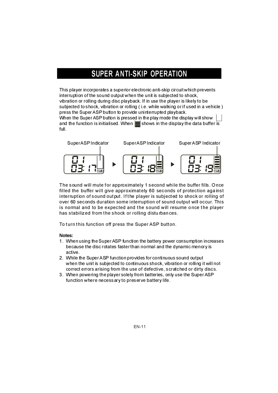 Jwin JX-CD678 instruction manual Super ANTI-SKIP Operation 