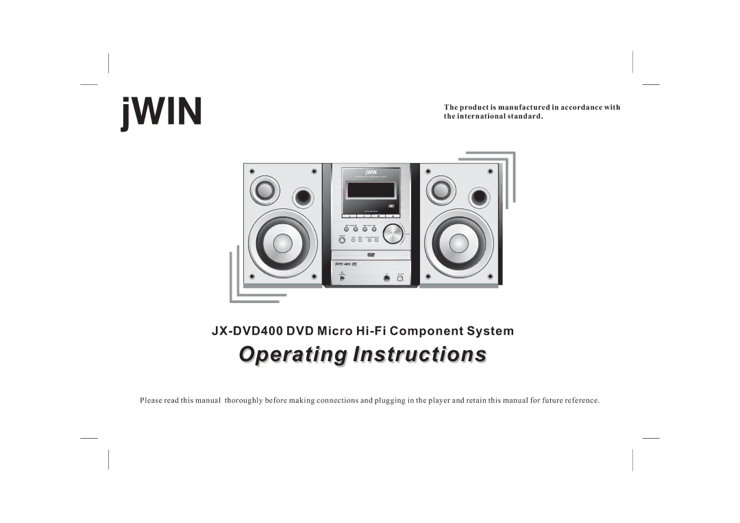 Jwin JX-DVD400 manual Operating Instructions 