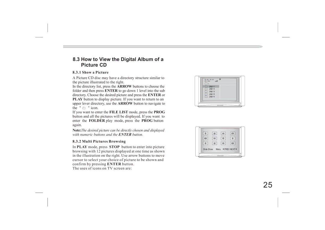 Jwin JX-DVD400 manual How to View the Digital Album of a Picture CD, Show a Picture, Multi Pictures Browsing 