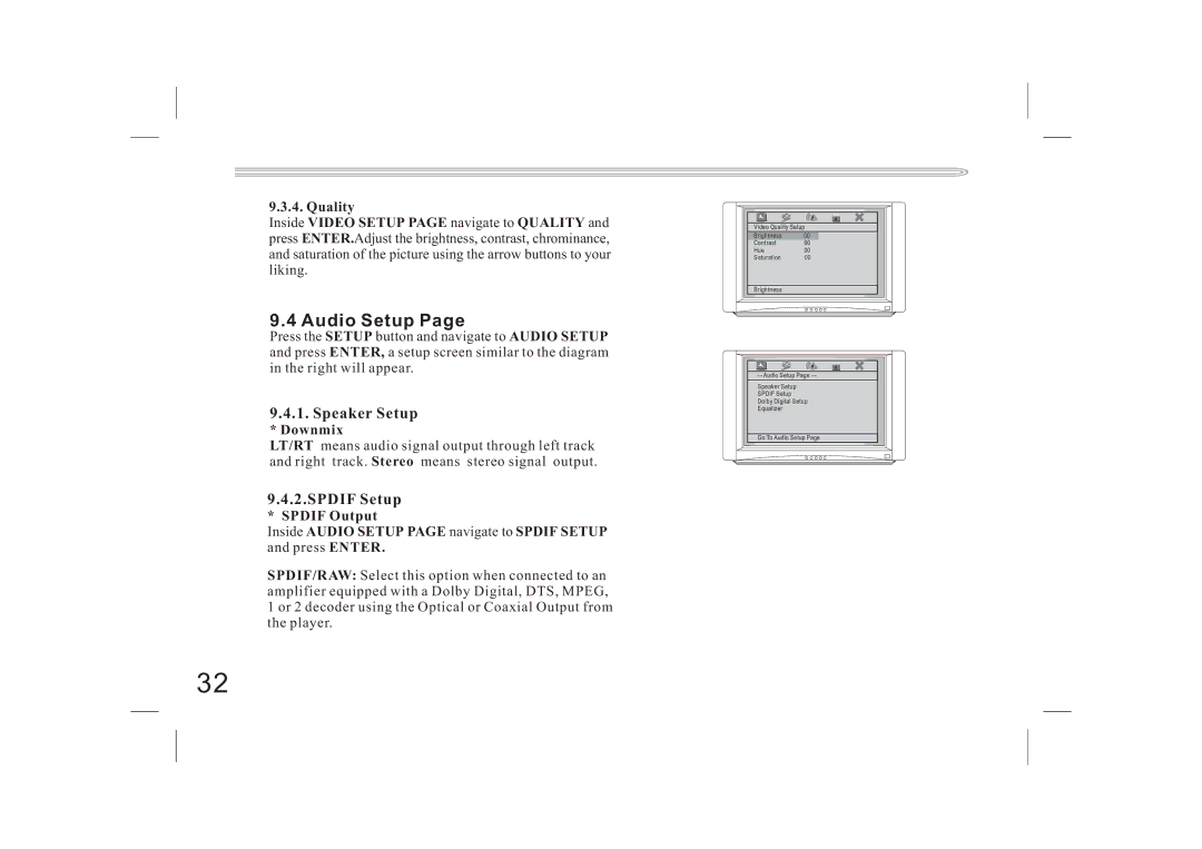 Jwin JX-DVD400 manual Audio Setup, Downmix 