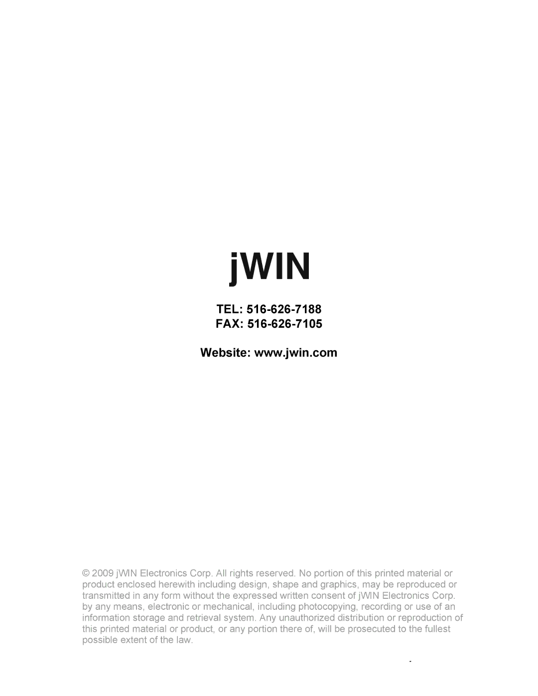 Jwin JX-M133 instruction manual Tel Fax 