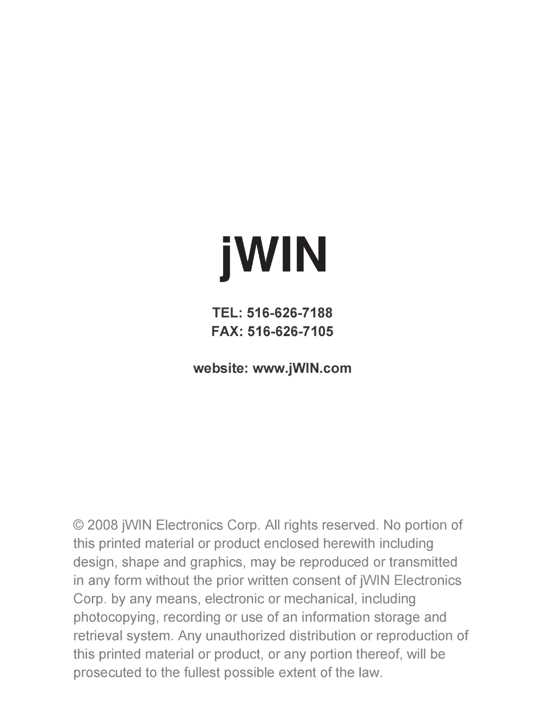 Jwin JX-MP101, JX-MP104, JX-MP102 instruction manual Tel Fax 