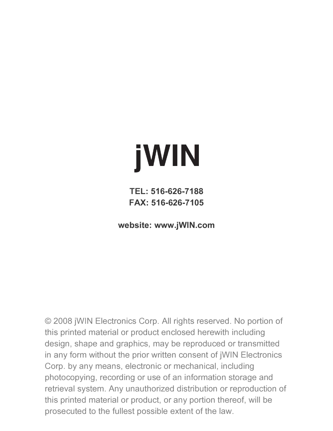 Jwin JX-MP231 instruction manual Tel Fax 