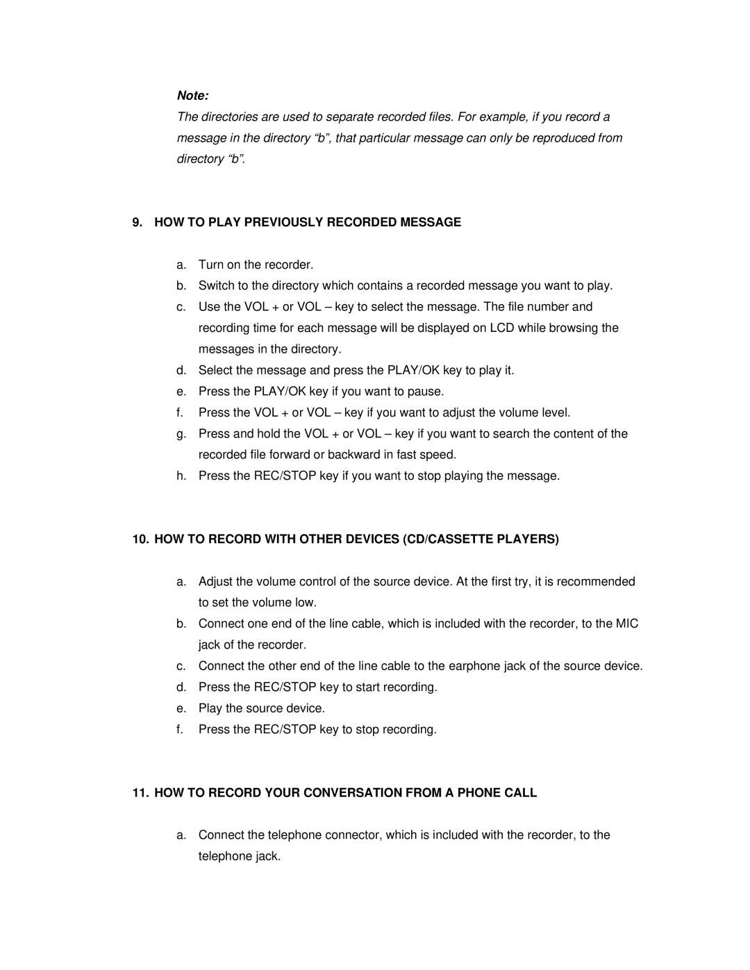 Jwin JX-R86 user manual HOW to Play Previously Recorded Message, HOW to Record with Other Devices CD/CASSETTE Players 