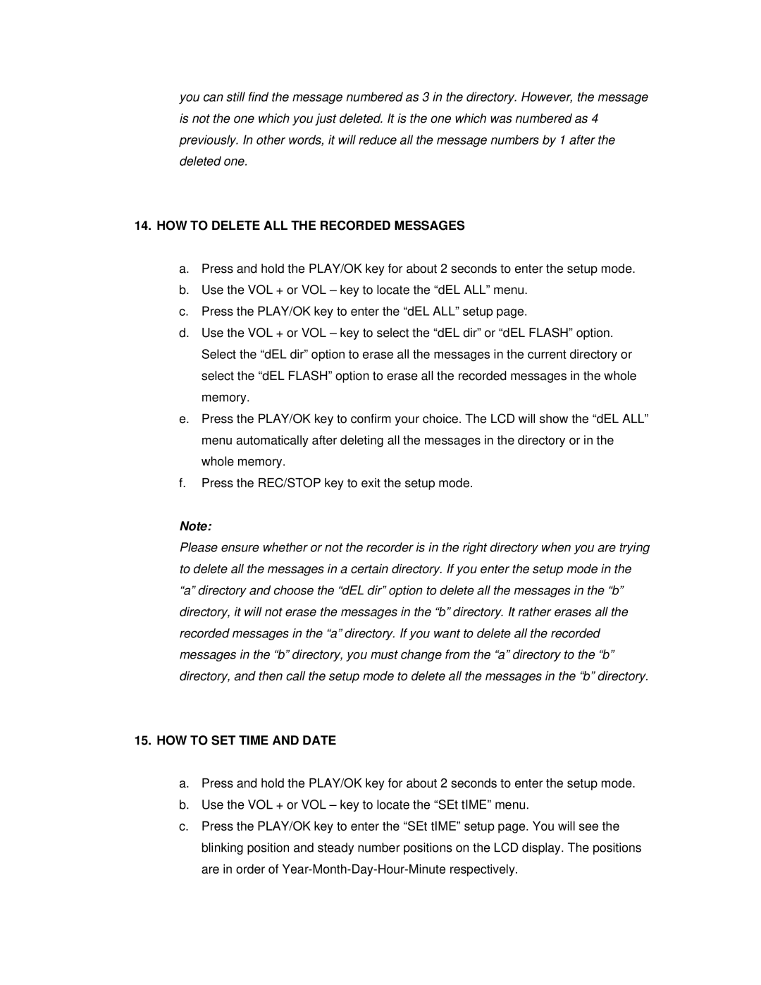 Jwin JX-R86 user manual HOW to Delete ALL the Recorded Messages, HOW to SET Time and Date 