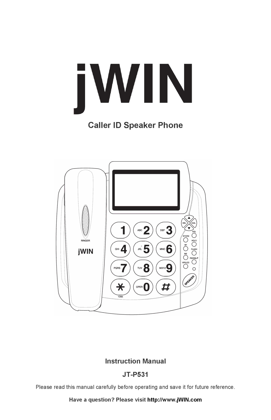 Jwin P531 instruction manual Caller ID Speaker Phone 