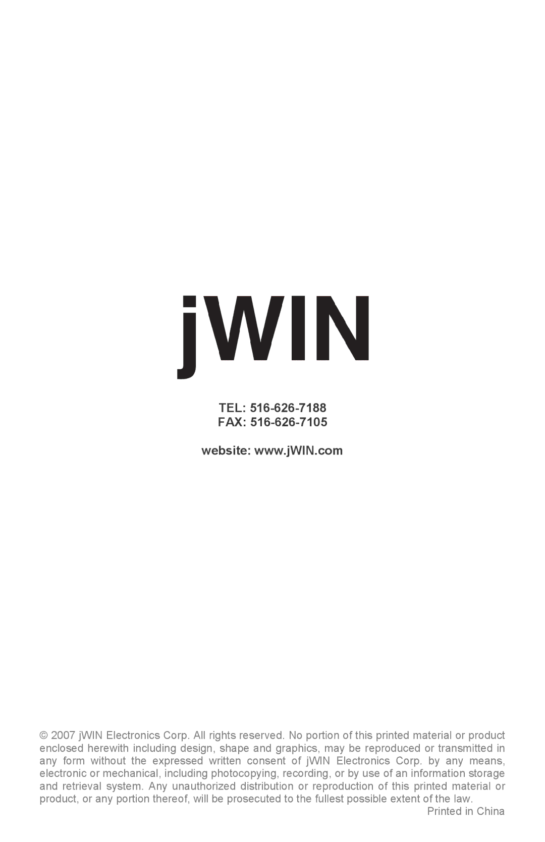 Jwin P531 instruction manual Tel Fax 