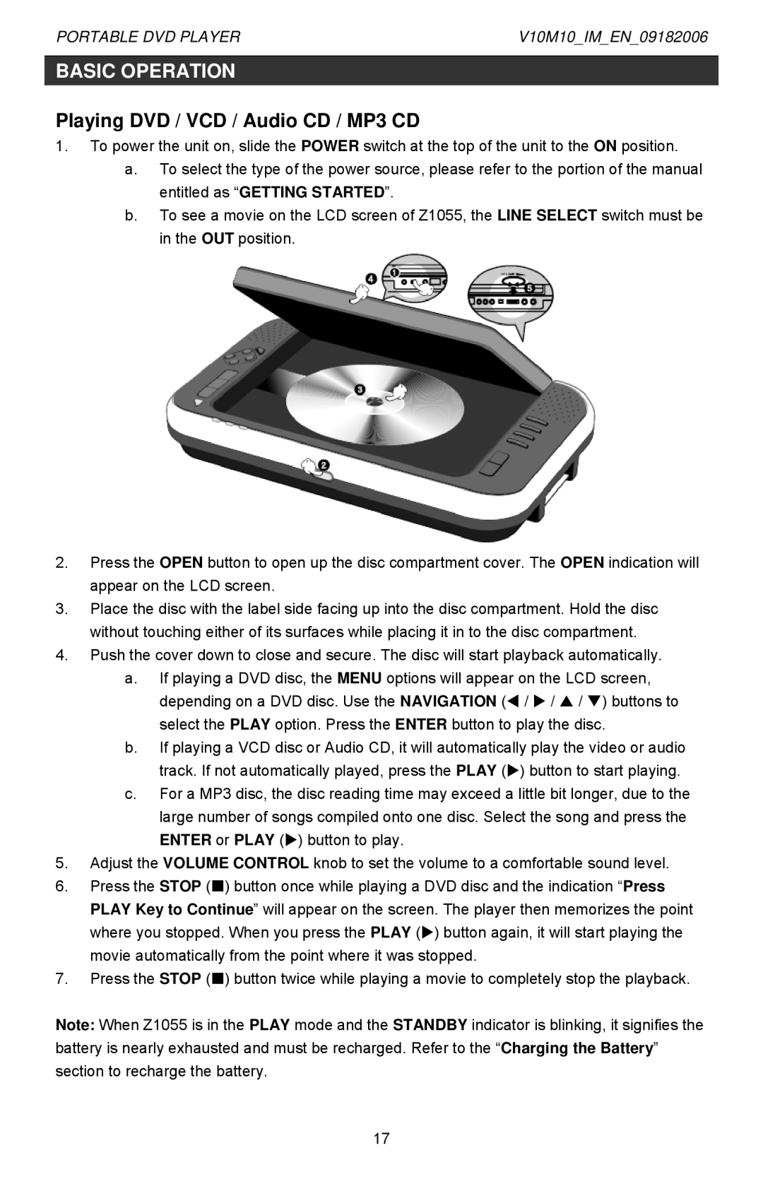 Jwin Z1055 instruction manual Playing DVD / VCD / Audio CD / MP3 CD 