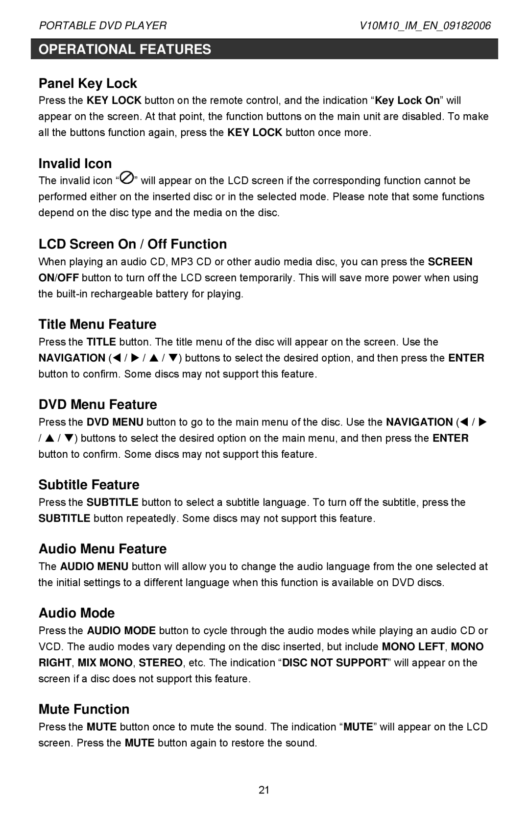 Jwin Z1055 instruction manual Operational Features 