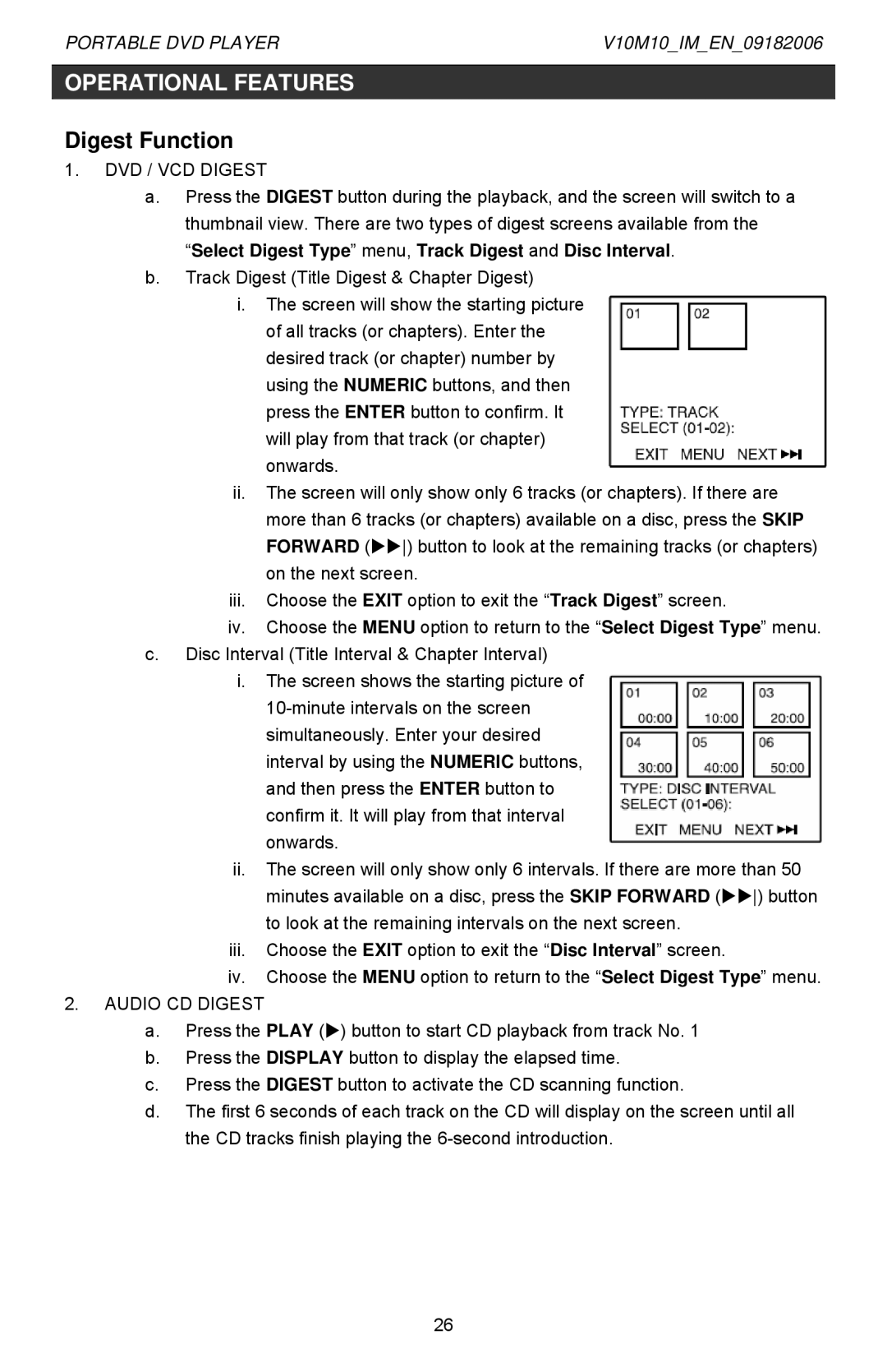 Jwin Z1055 instruction manual Digest Function, DVD / VCD Digest 