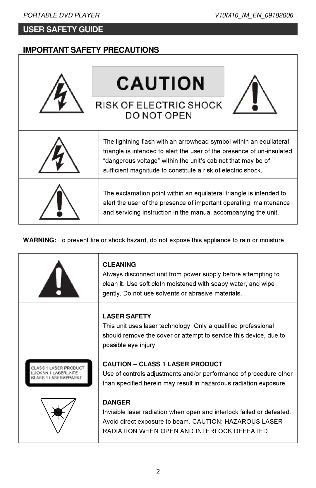 Jwin Z1055 instruction manual User Safety Guide, Cleaning, Laser Safety 