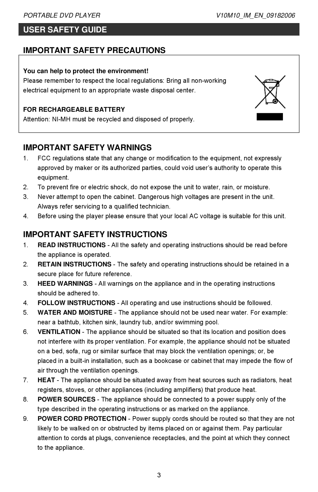 Jwin Z1055 instruction manual You can help to protect the environment, For Rechargeable Battery 