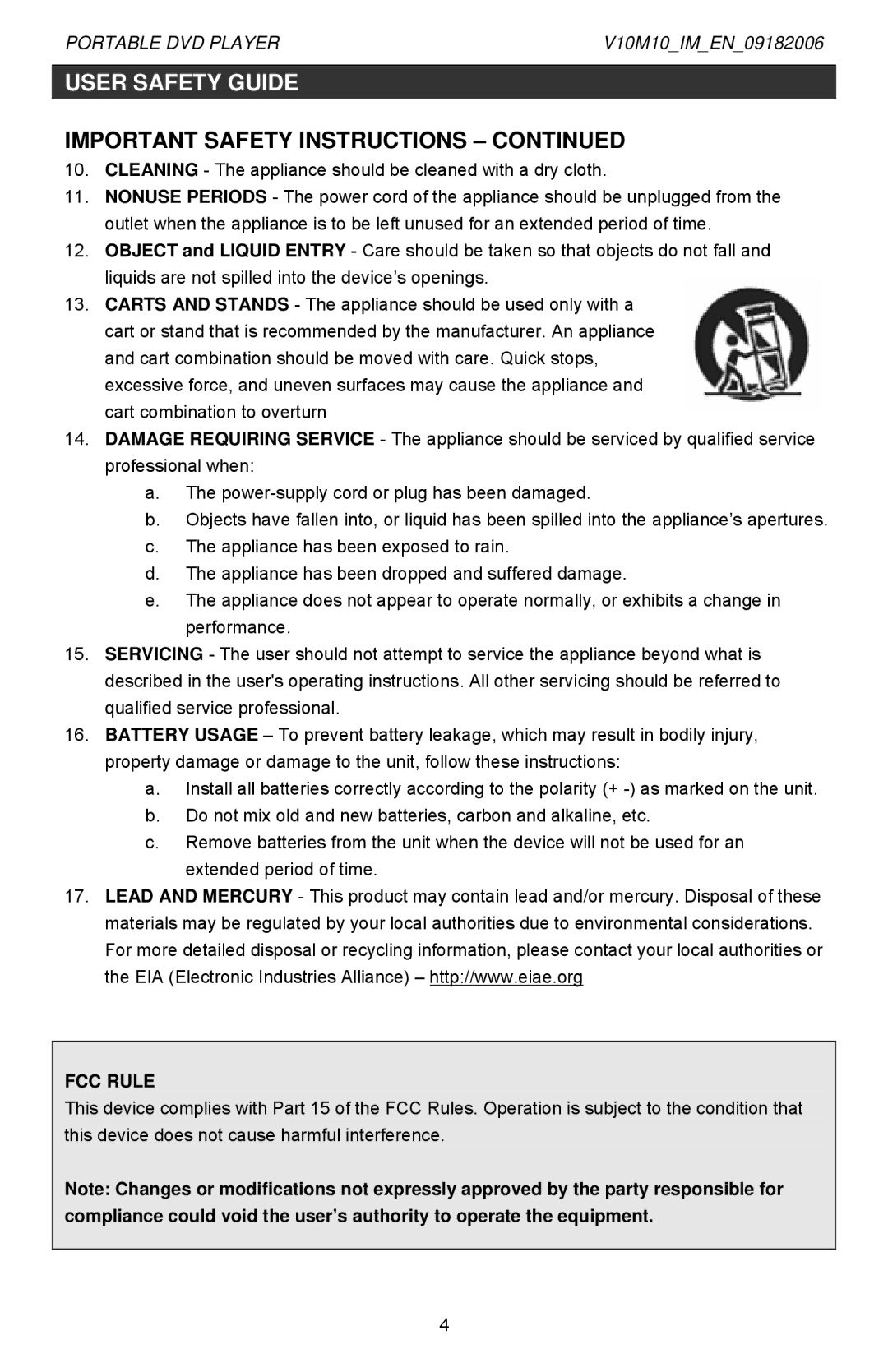 Jwin Z1055 instruction manual FCC Rule 