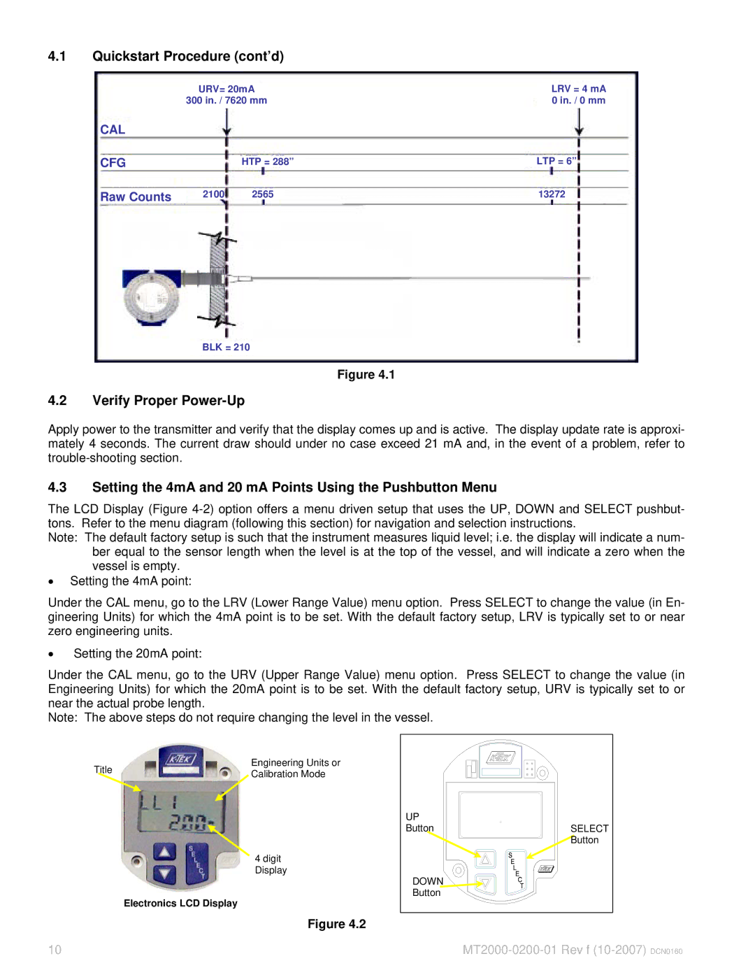 K-Tec MT2000 manual Quickstart Procedure cont’d, Verify Proper Power-Up 