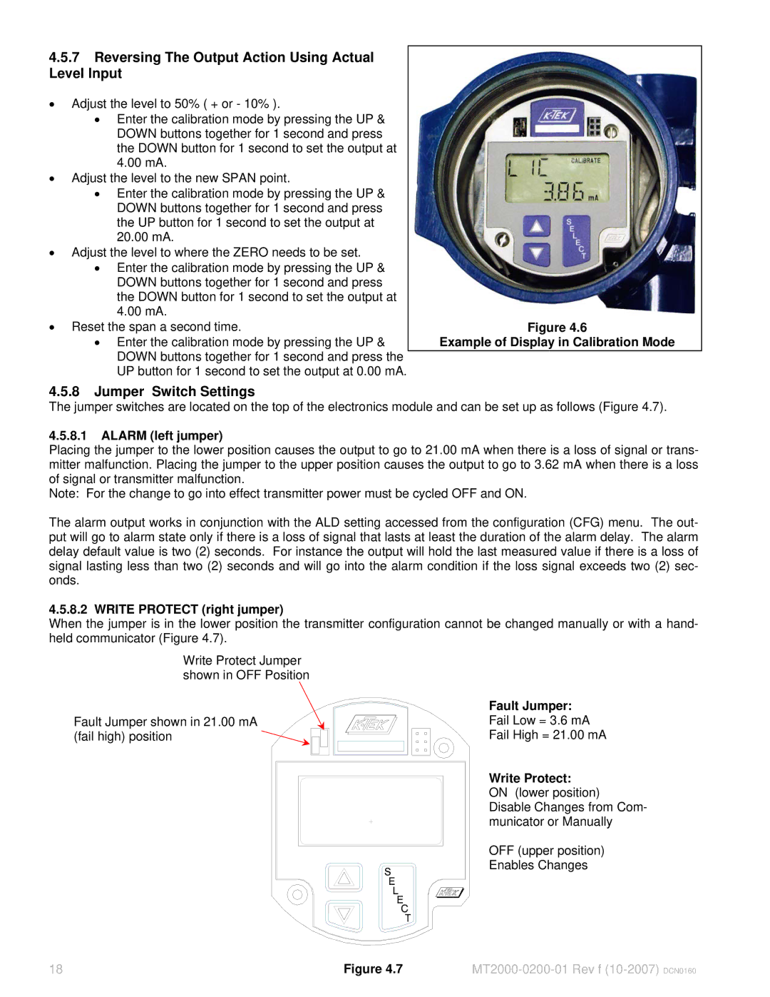 K-Tec MT2000 manual Reversing The Output Action Using Actual Level Input, Jumper Switch Settings 