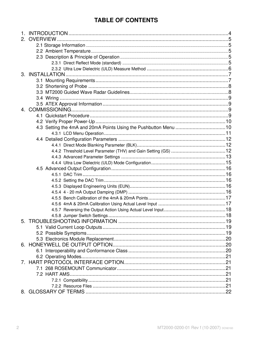 K-Tec MT2000 manual Table of Contents 