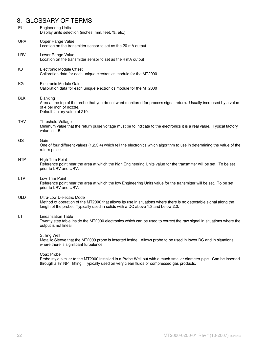 K-Tec MT2000 manual Glossary of Terms, Lrv 