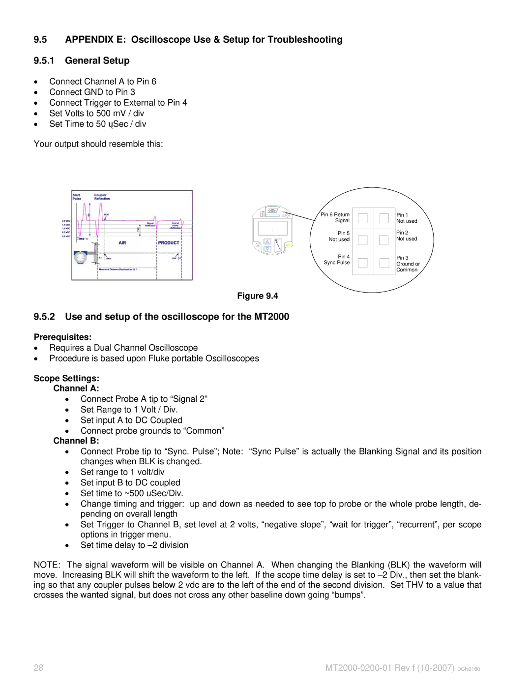 K-Tec manual Use and setup of the oscilloscope for the MT2000, Prerequisites, Scope Settings Channel a, Channel B 