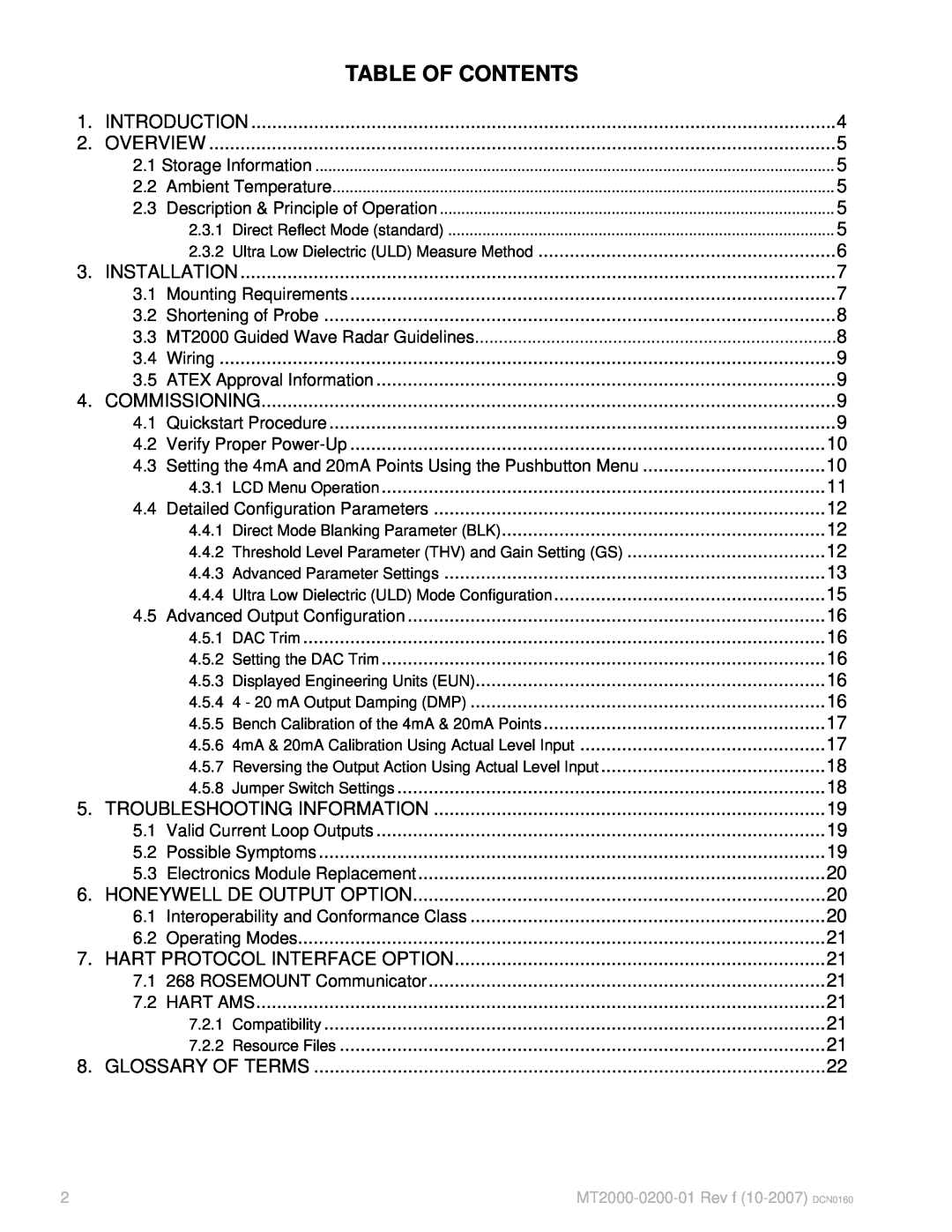 K-Tec MT2000 manual Table Of Contents 