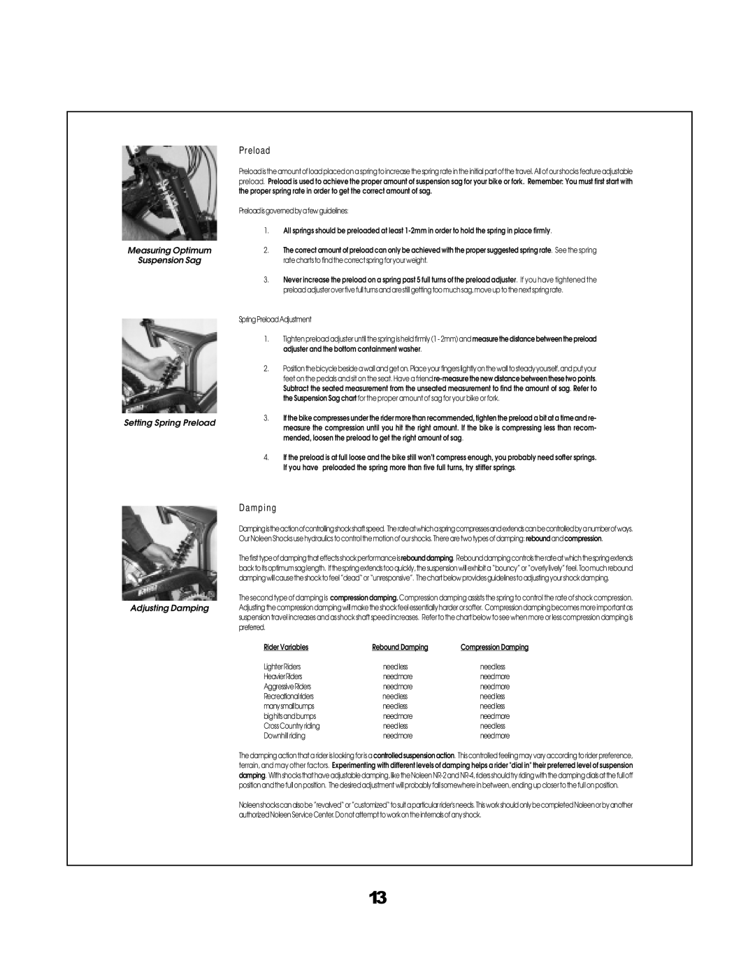 K2 Bike manual Mp ing, Measuring Optimum Suspension Sag Setting Spring Preload 