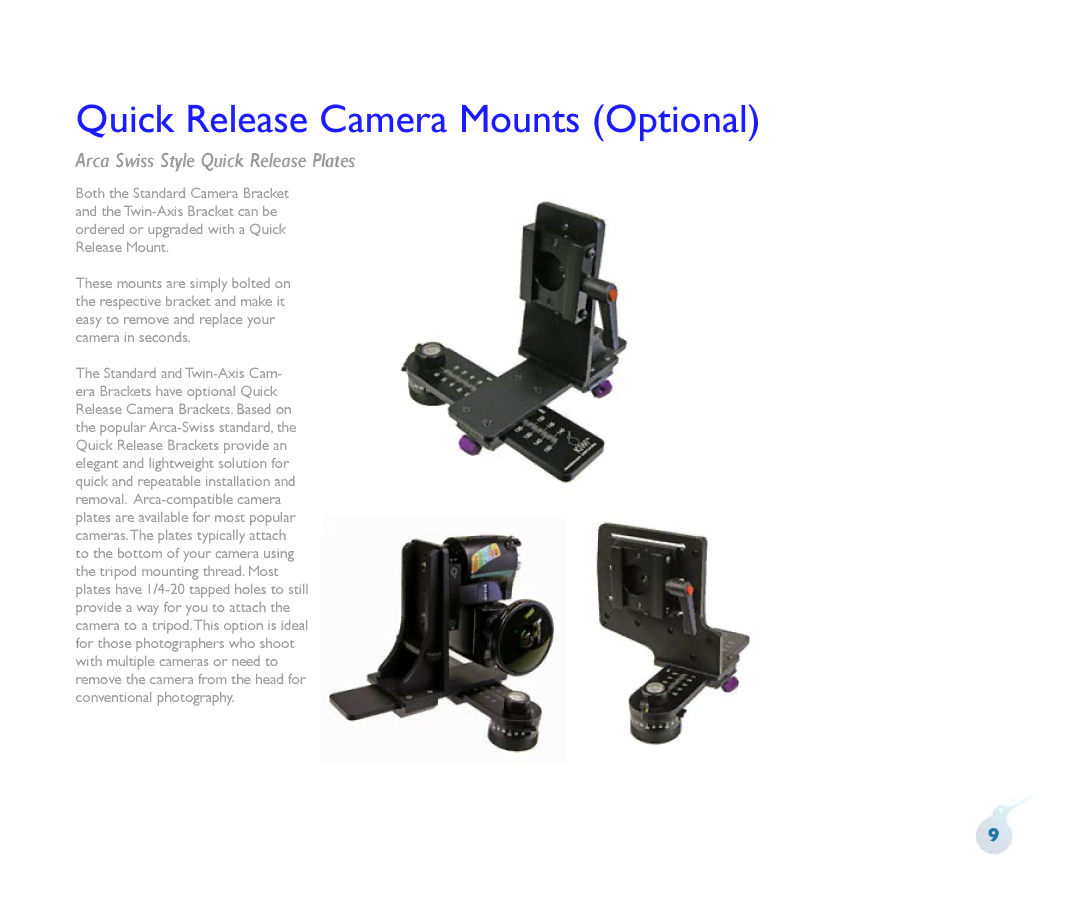 Kaidan KiWi Panoramic Tripod Head manual Quick Release Camera Mounts Optional, Arca Swiss Style Quick Release Plates 