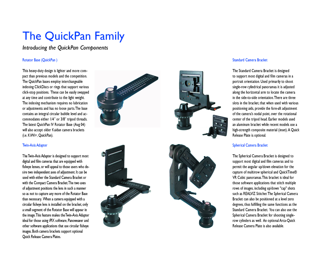 Kaidan V1.4 manual QuickPan Family, Introducing the QuickPan Components 