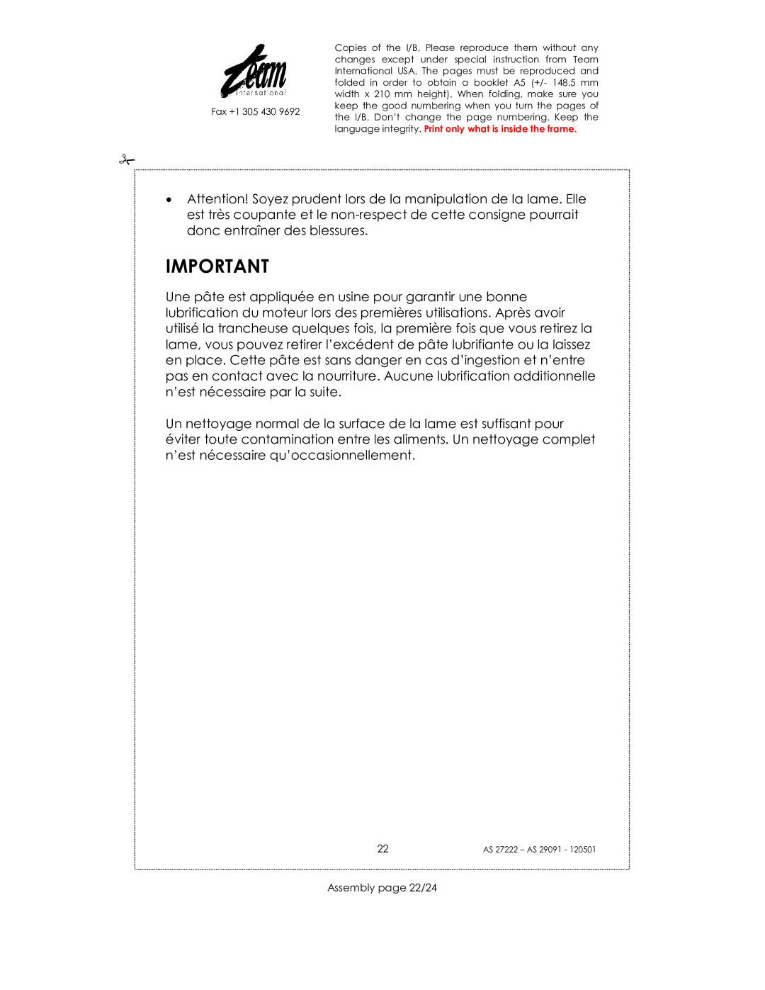 Kalorik AS 29091, AS 27222 manual Assembly page 22/24 