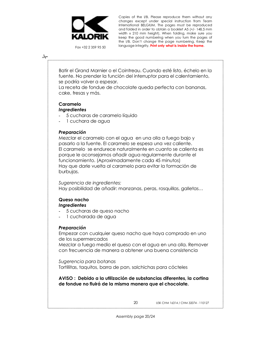 Kalorik CHM 16314, CHM 32074 manual Assembly page 20/24 