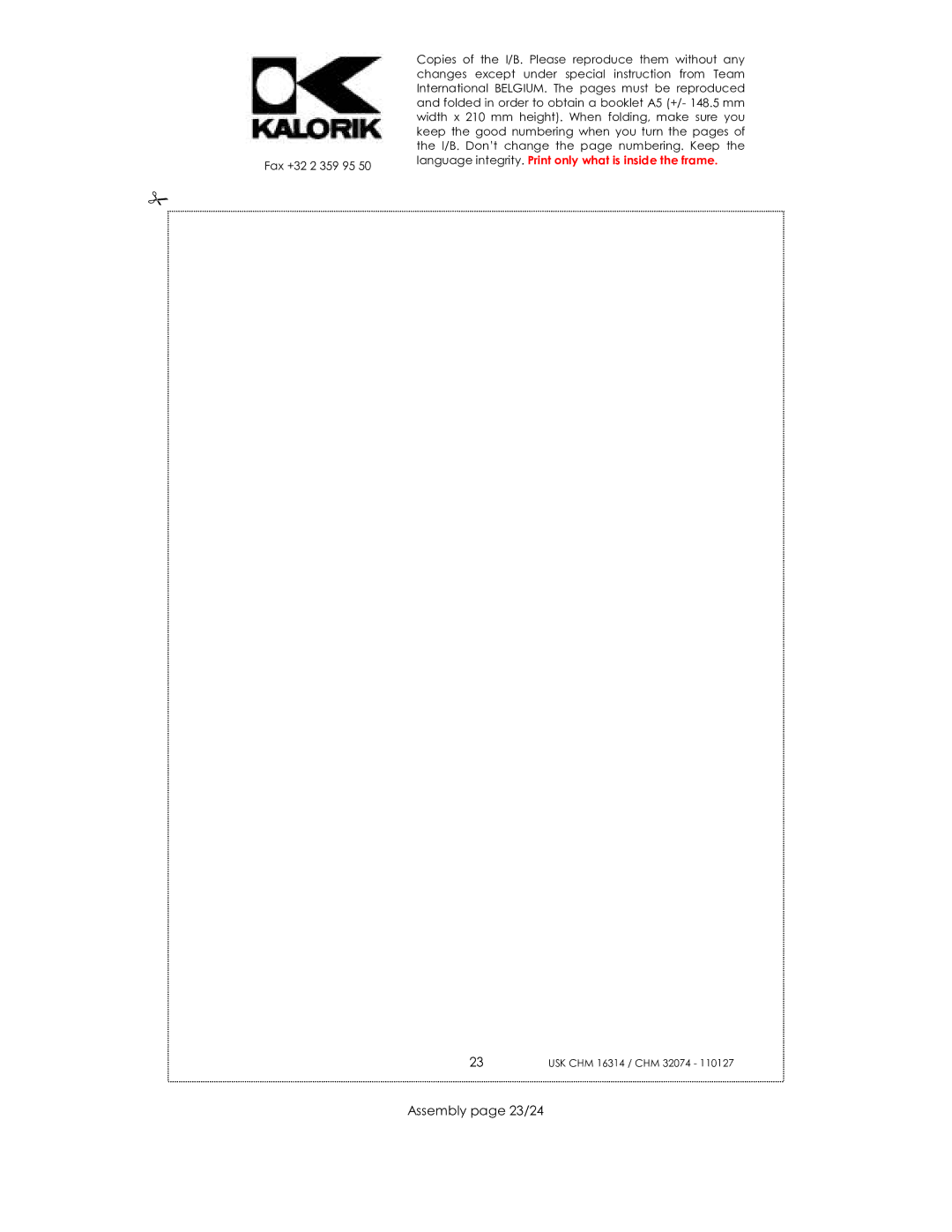 Kalorik CHM 32074, CHM 16314 manual Assembly page 23/24 