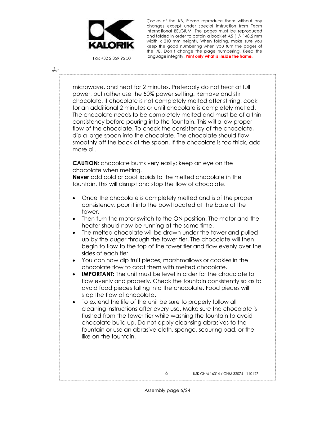 Kalorik CHM 16314, CHM 32074 manual Assembly page 6/24 