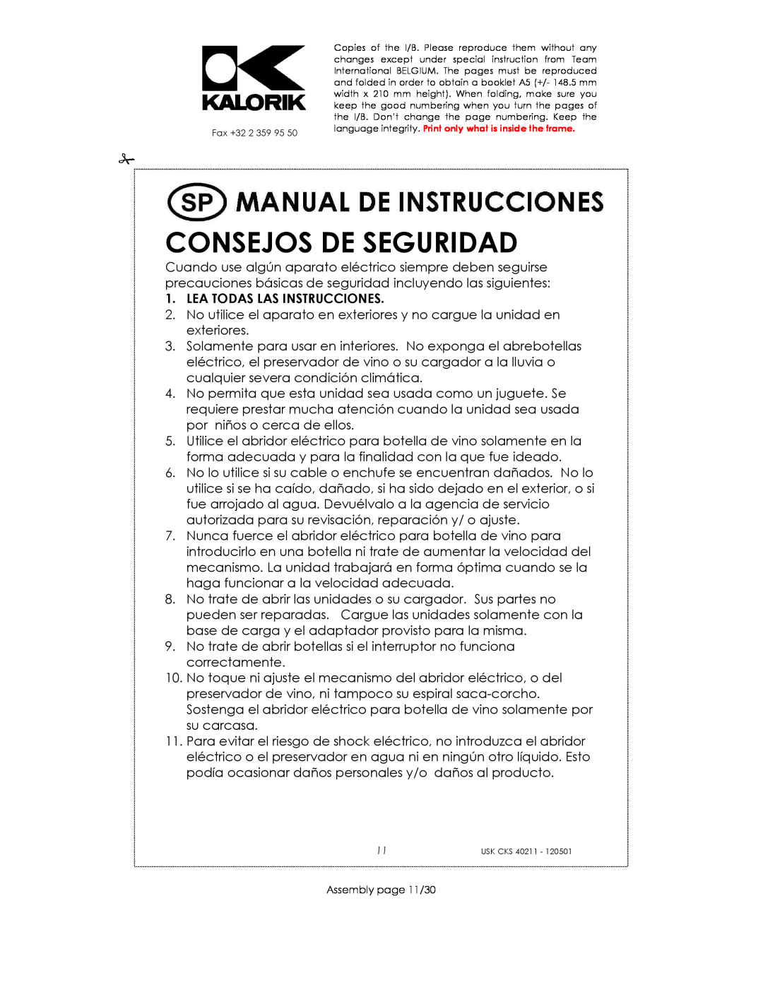 Kalorik CKS 40211 manual Consejos De Seguridad, Lea Todas Las Instrucciones 
