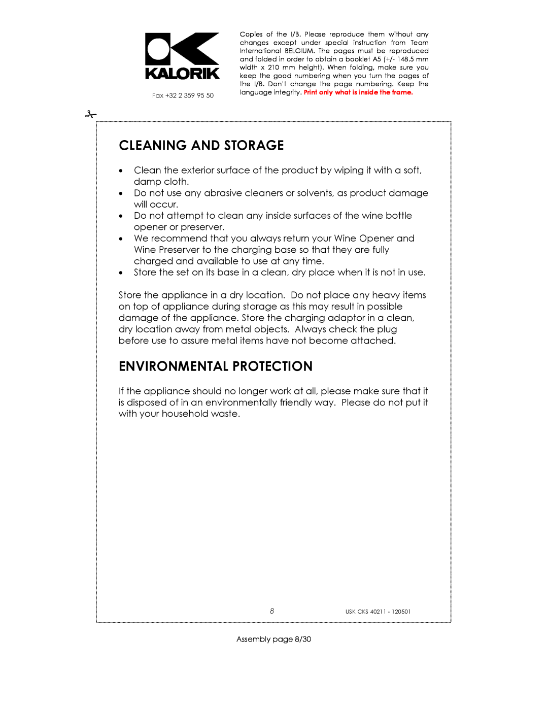 Kalorik CKS 40211 manual Cleaning And Storage, Environmental Protection 