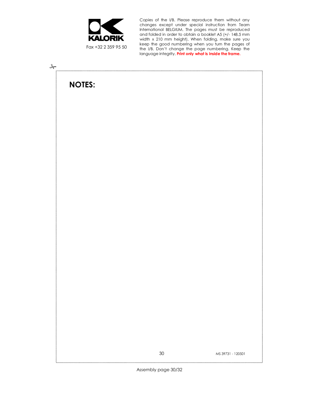 Kalorik CMM 39732 manual Assembly page 30/32 