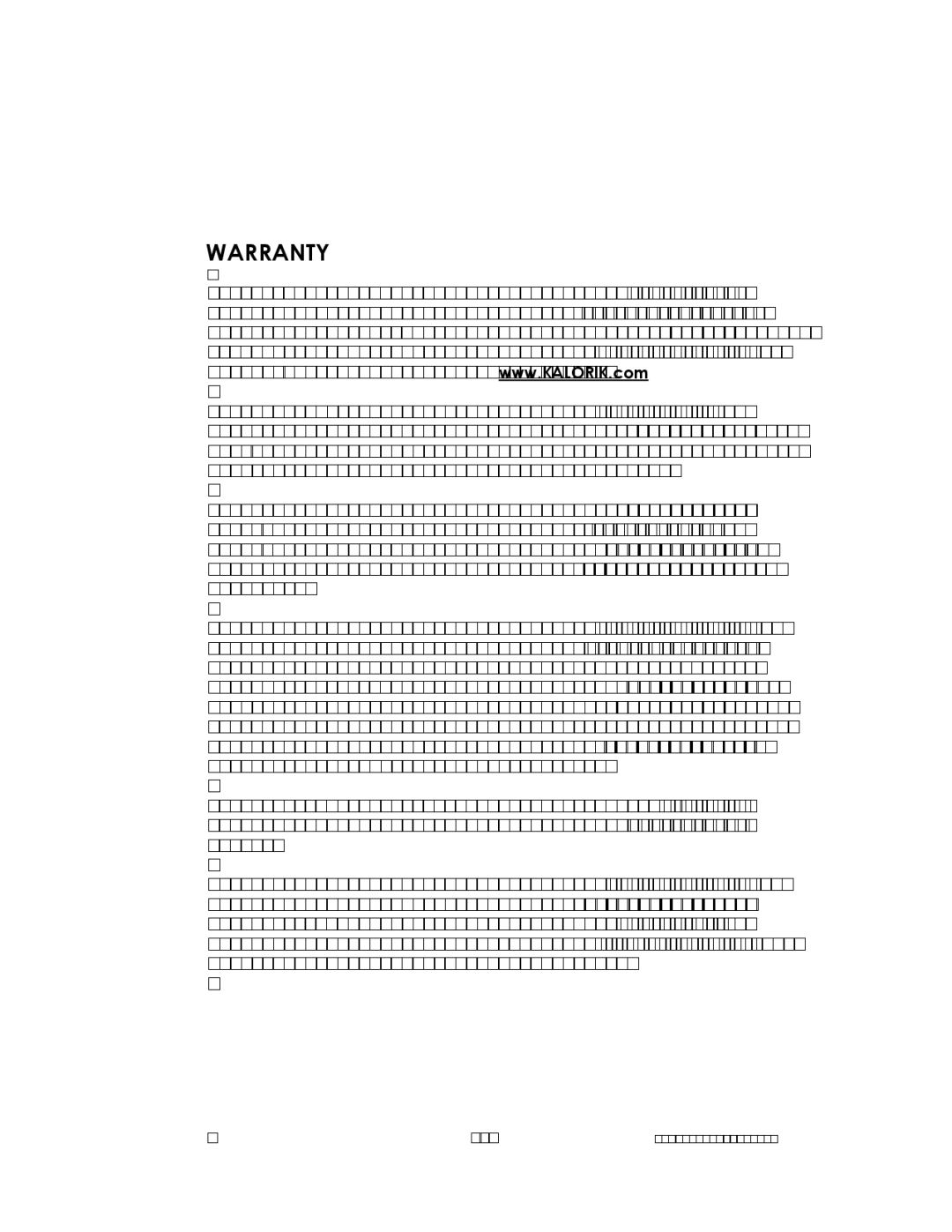 Kalorik EXP 25022 manual Warranty 