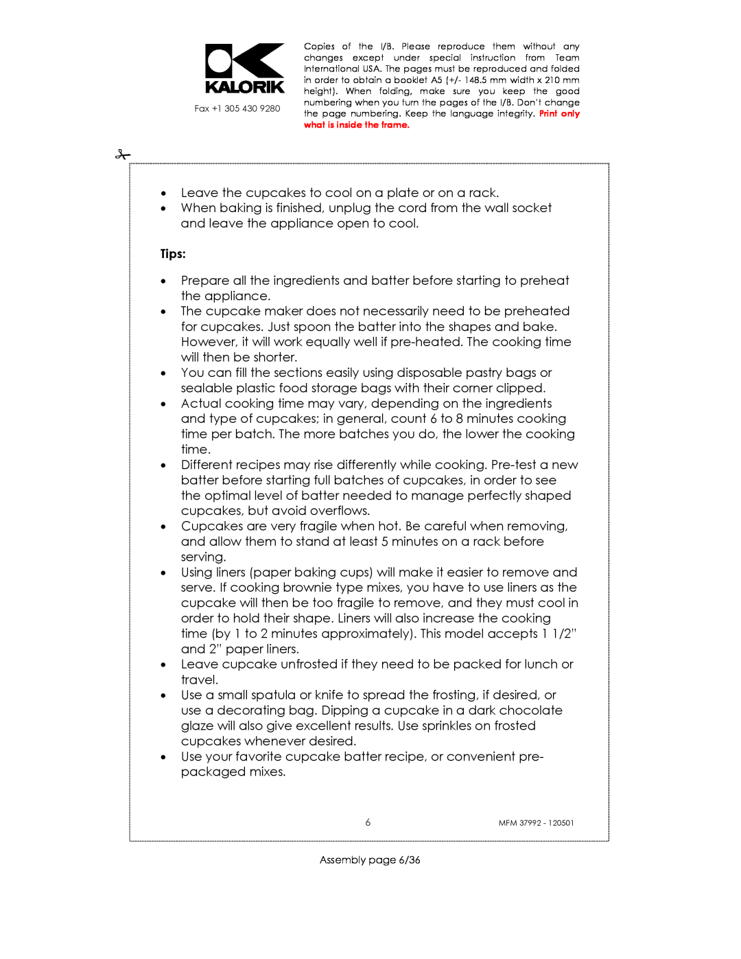 Kalorik MFM 37992 manual Tips, Assembly page 6/36 