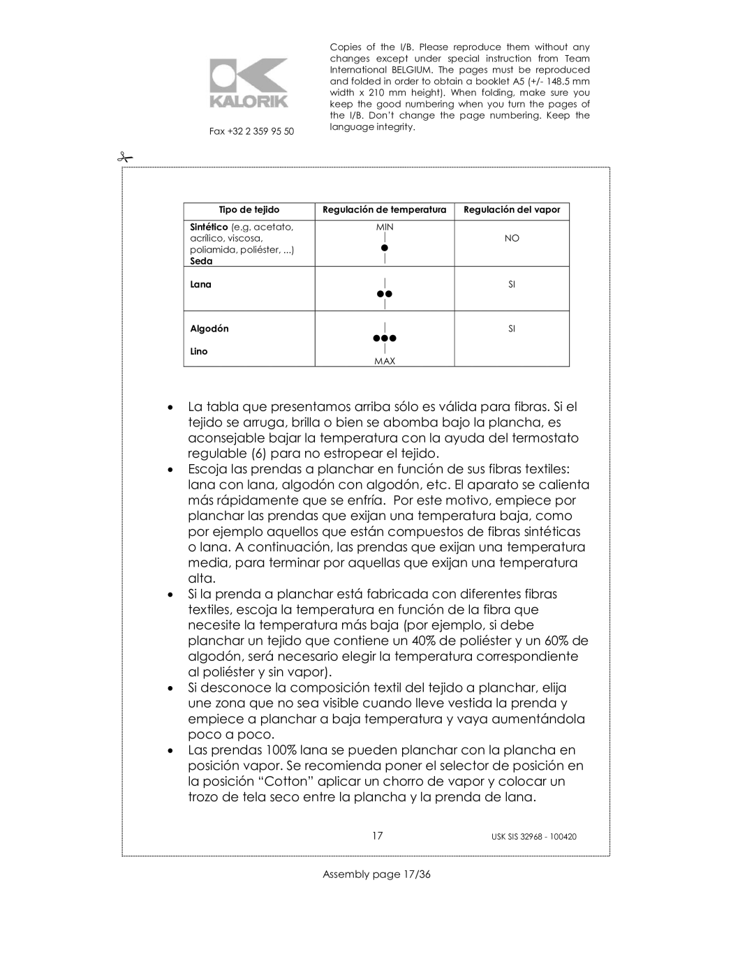 Kalorik SIS 32968 manual Assembly page 17/36 