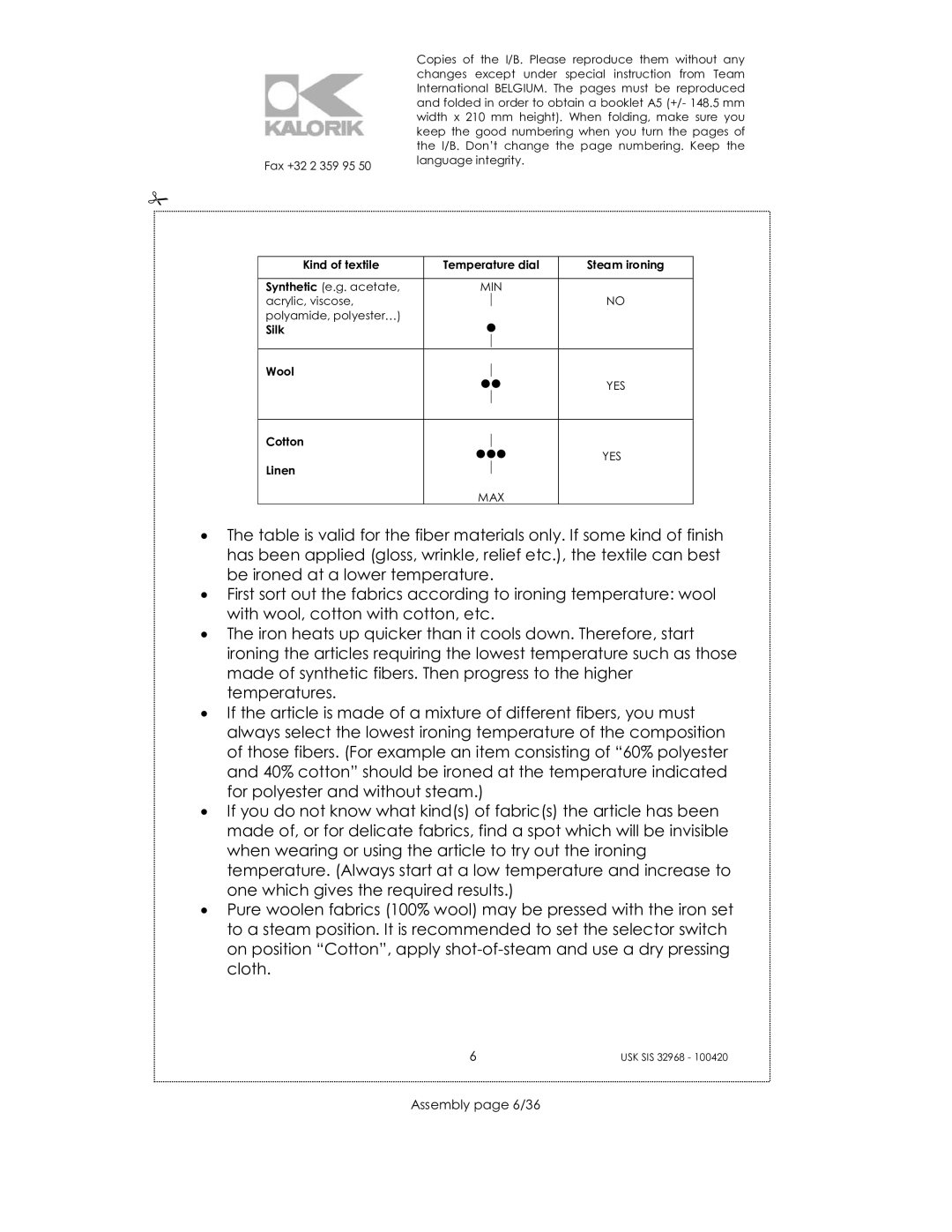 Kalorik SIS 32968 manual Assembly page 6/36 