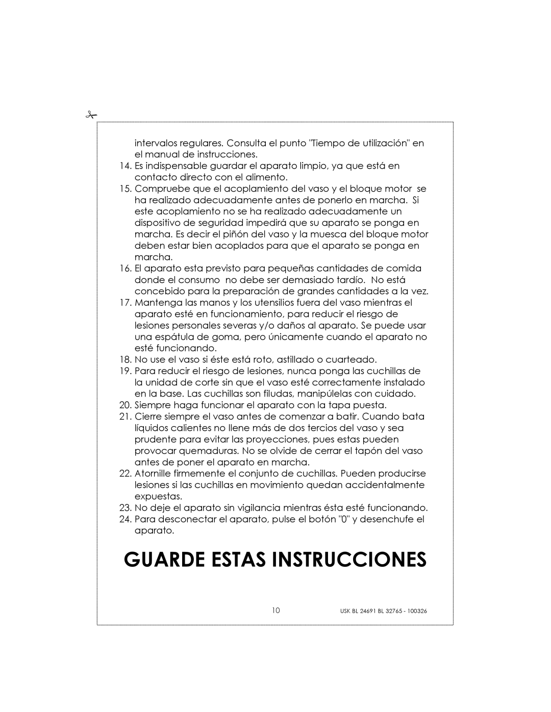 Kalorik USK BL 24691 manual Guarde Estas Instrucciones 