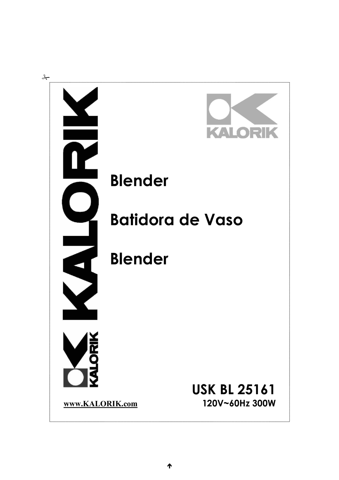 Kalorik usk bl 25161 manual Blender Batidora de Vaso 