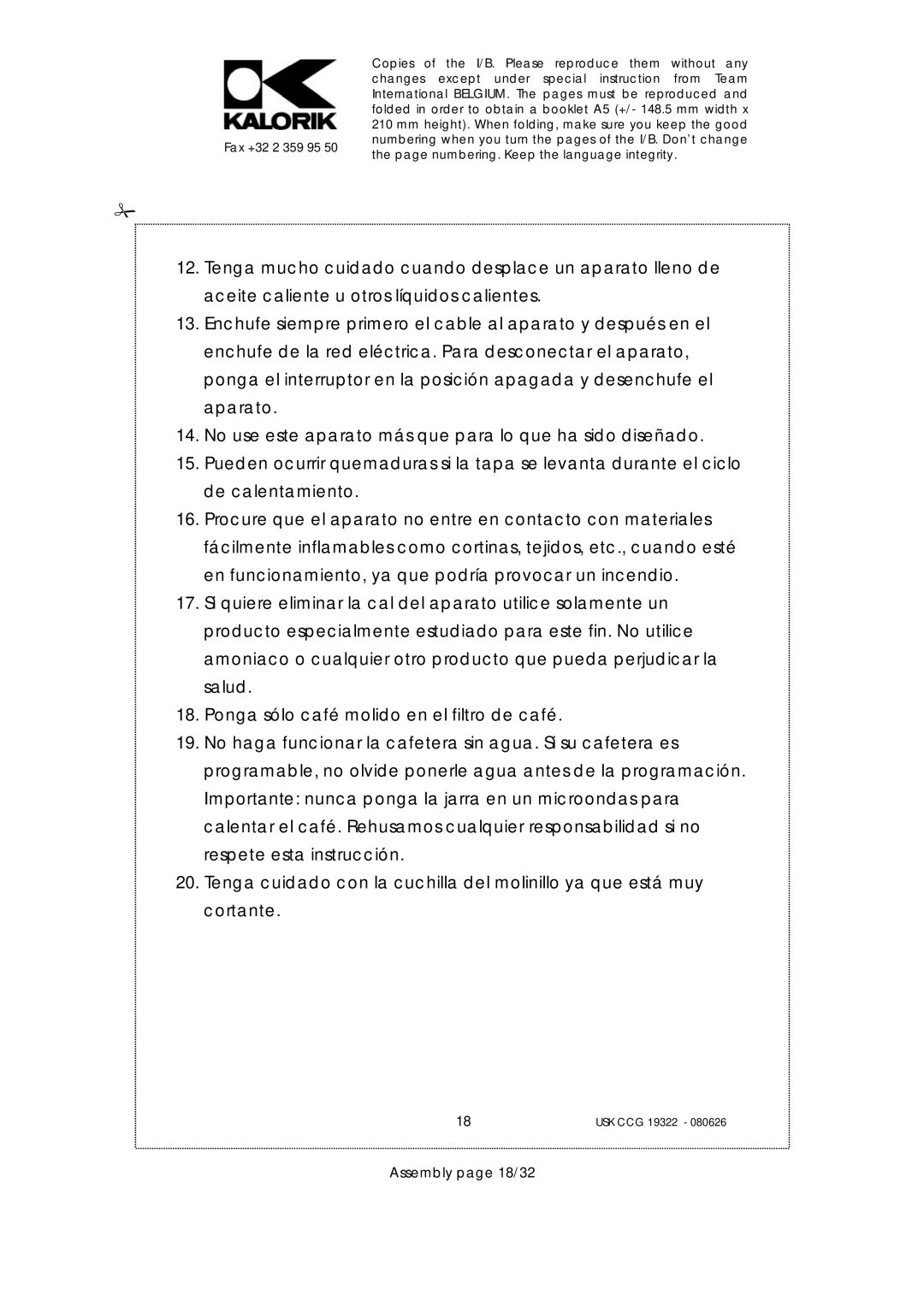 Kalorik USK CCG080626, USK CCG 19322 manual Assembly page 18/32 