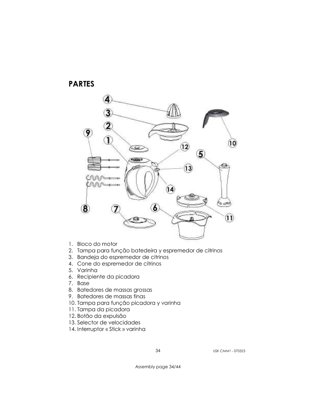 Kalorik USK CMM 1 manual Assembly page 34/44 