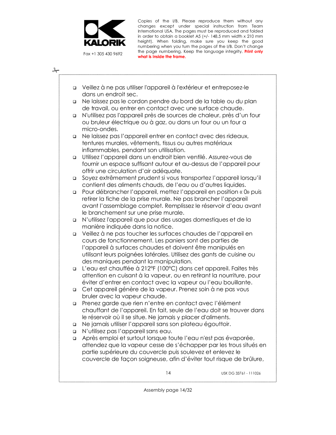 Kalorik USK DG 33761 manual Assembly page 14/32 