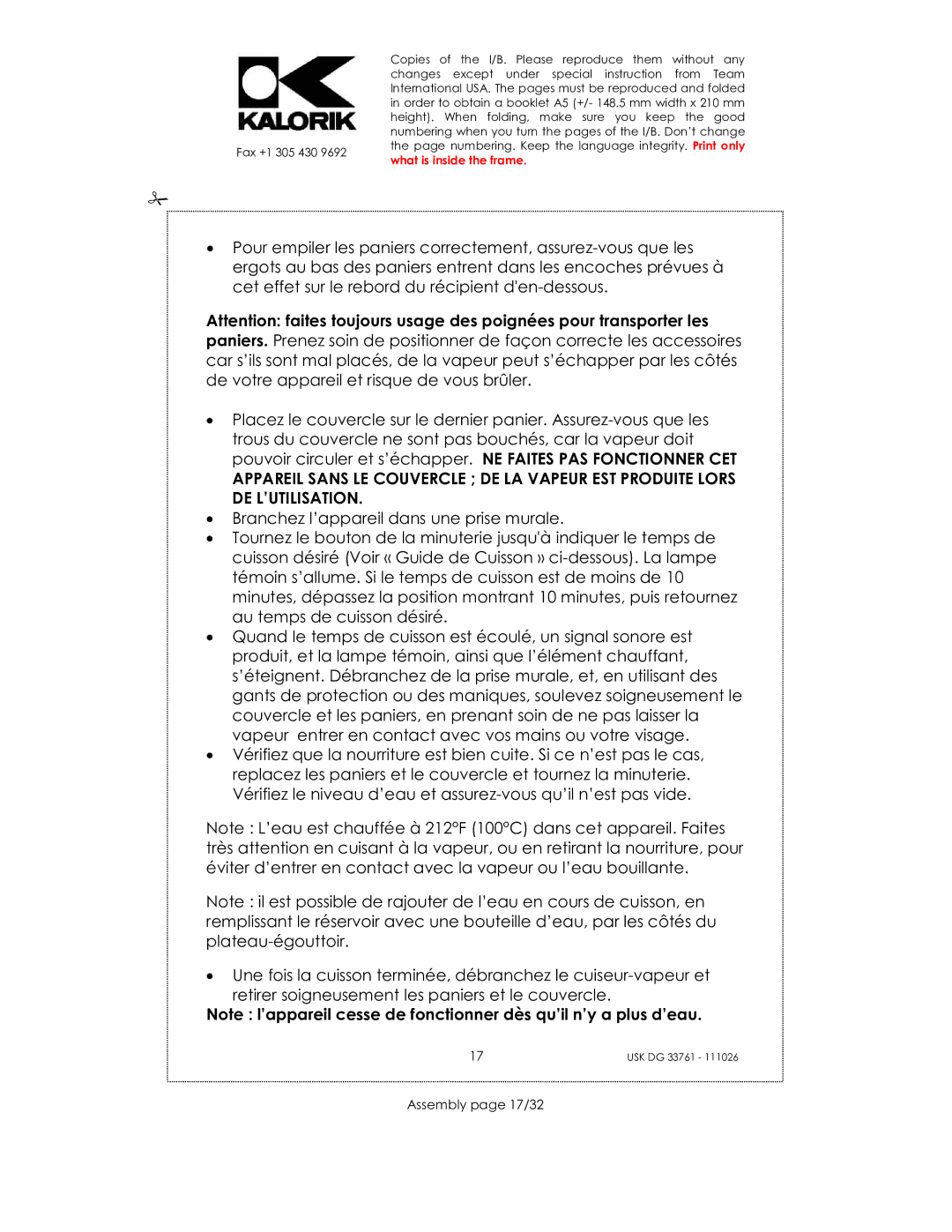 Kalorik USK DG 33761 manual Assembly page 17/32 