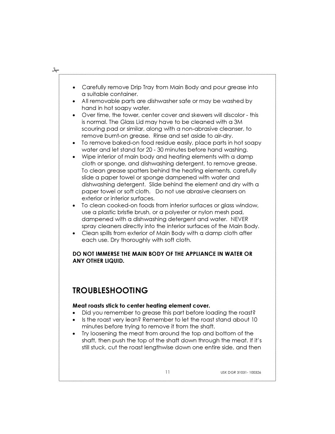 Kalorik USK DGR 31031 manual Troubleshooting 