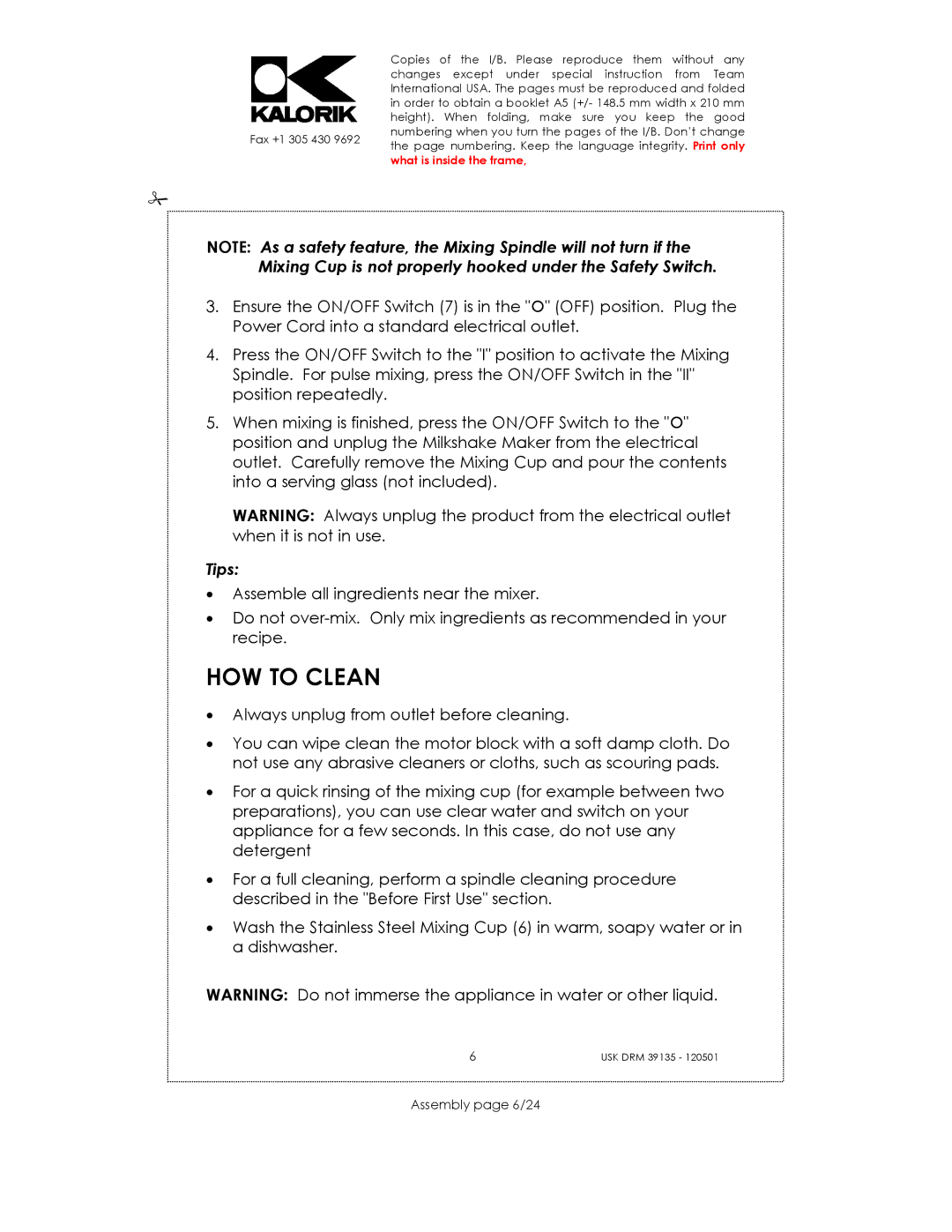 Kalorik USK DRM 39135 manual HOW to Clean, Assembly page 6/24 