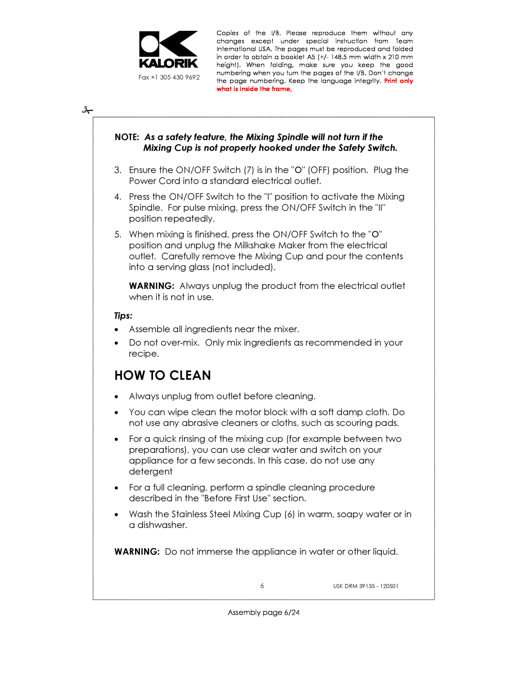 Kalorik USK DRM 39135 manual How To Clean, Tips 
