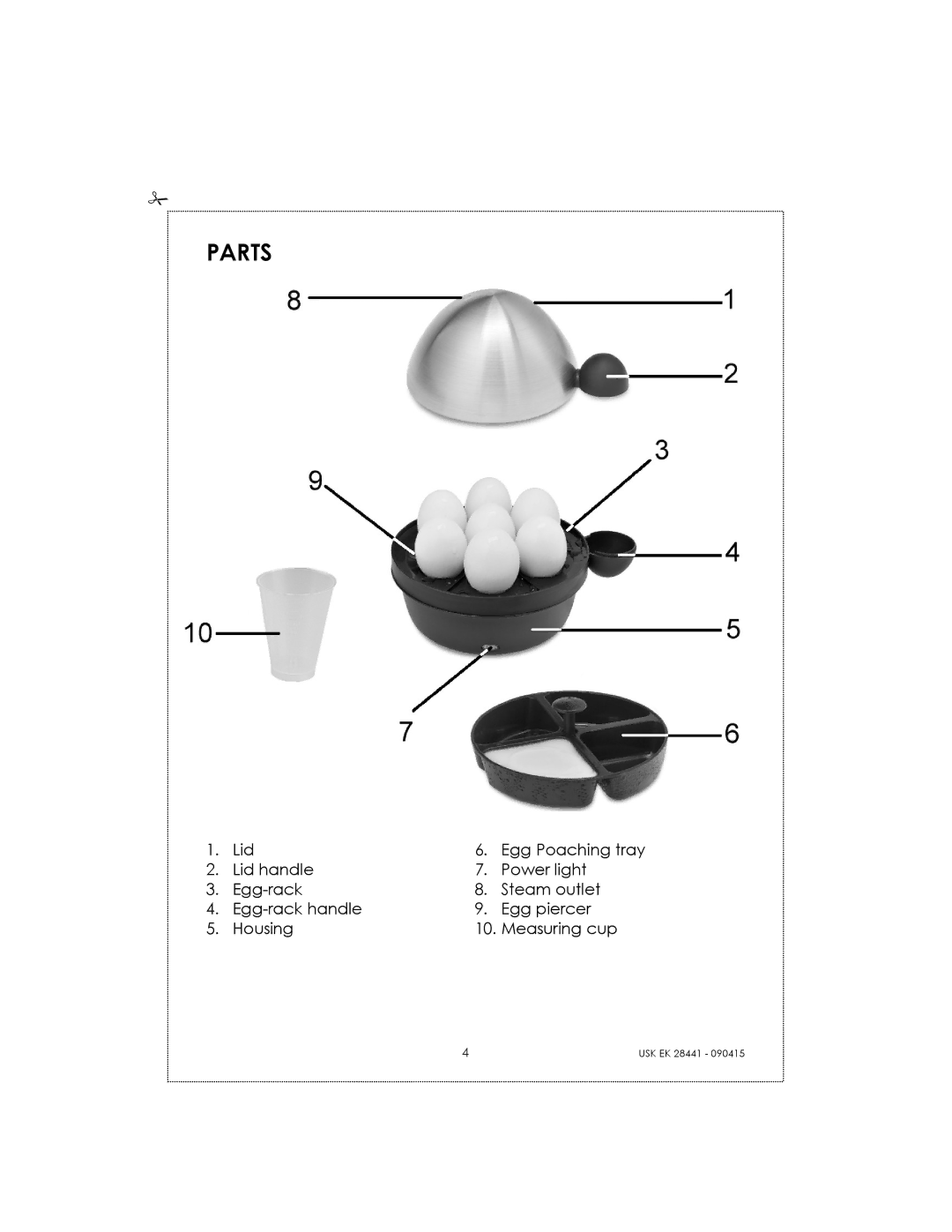 Kalorik USK EK 28441 manual Parts 