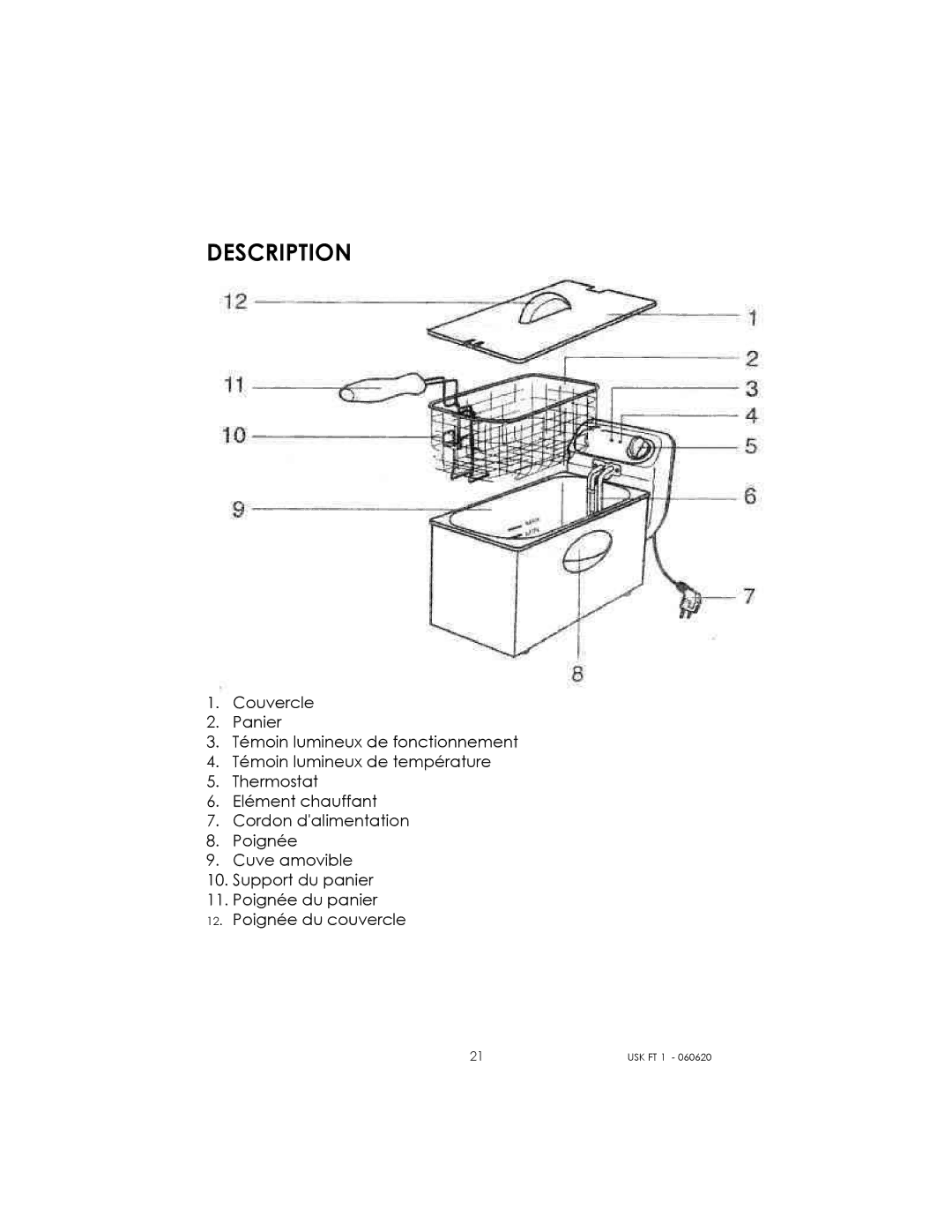 Kalorik USK FT 1 manual Description 