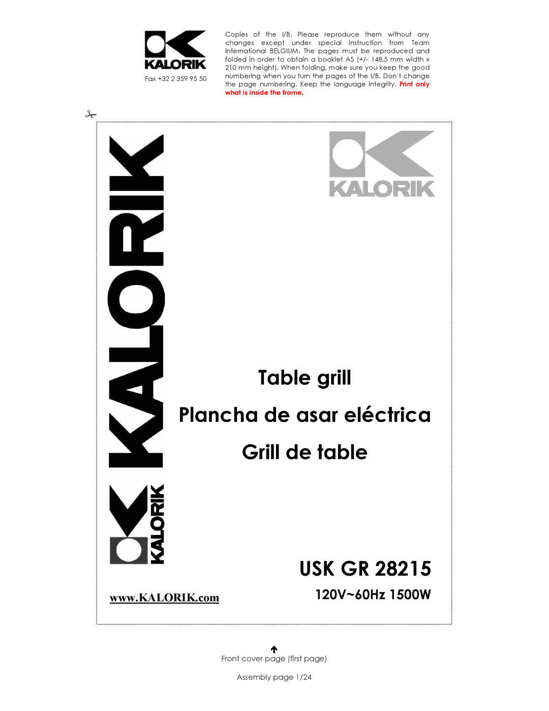 Kalorik USK GR 28215 manual Table grill Plancha de asar eléctrica Grill de table USK GR 