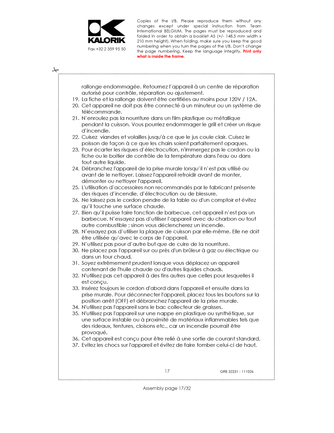 Kalorik USK GRB 32231 S manual Assembly page 17/32 